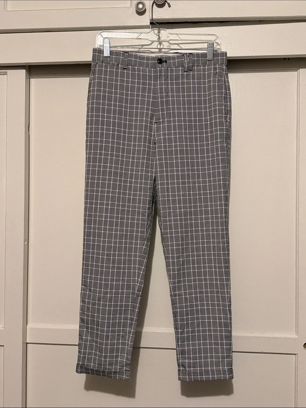 Zara Gray Windowpane Plaid Men’s Dress Pants